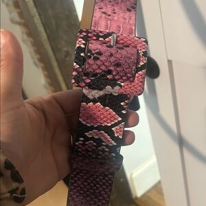 Juicy Couture Pink and Black Snake-Print Reptile Accessory Belt